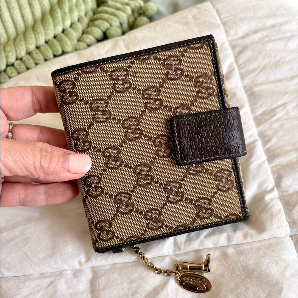 Gucci Tan and Brown Monogram Wallet
